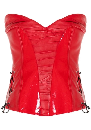 MITILIANE COUTURE leather patent-inserts corset - Red