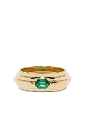 Azlee 18K yellow gold Staircase 5-Tier emerald ring