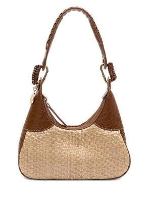 Isla Moon woven crocodile-effect shoulder bag - Neutrals