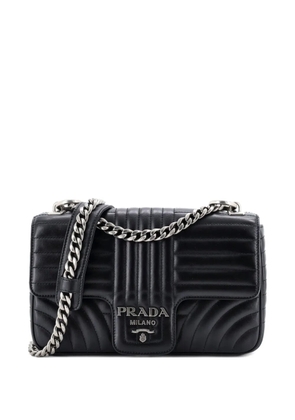 Prada Pre-Owned Chain Flap Shoulder Bag Diagramme Quilted Leather Medium crossbody bag - Black