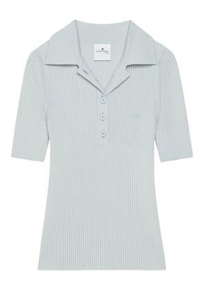 Courrèges ribbed short-sleeve polo top - Blue