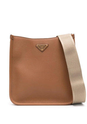 Prada triangle-logo leather crossbody bag - Brown