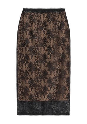 Self-Portrait floral lace midi skirt - BLACK