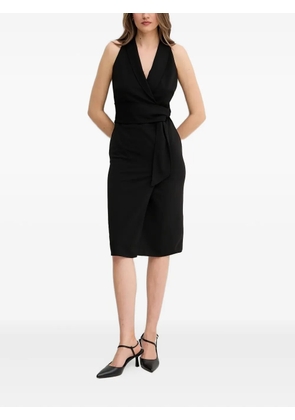 Sandro Ferrone wrap-neck sleeveless midi dress - Black