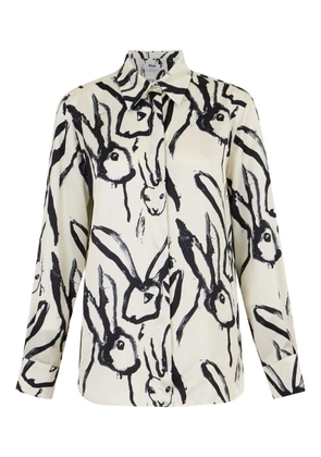 MSGM rabbit-print long-sleeve shirt - White