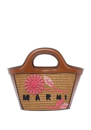 Marni Tropicalia floral-embroidered woven clutch bag - Brown