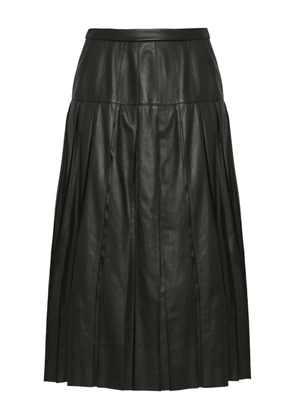 Yves Salomon pleated leather midi skirt - Black