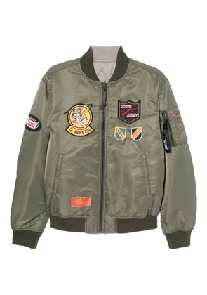 izzue logo-patch bomber jacket - Green