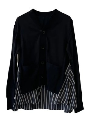 sacai striped-panel cardigan - Black