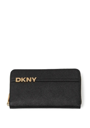 DKNY logo-plaque zip-around wallet - Black