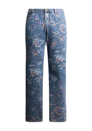 ETRO floral-motif jeans - Blue