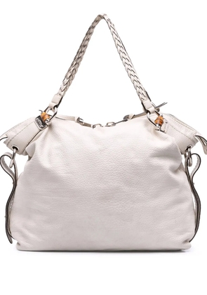 Gucci Pre-Owned 2016-2025 Large Pebbled Calfskin Bamboo Bar Tassel tote bag - White