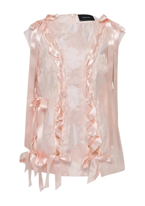 Simone Rocha ribbon brocade unraveling top - Pink
