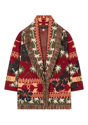 Alanui Icon jacquard fringed cardigan - Red
