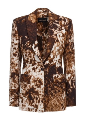 Roberto Cavalli cow-print single-breasted blazer - Brown