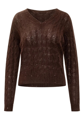 Brunello Cucinelli cable-knit long-sleeve sweater - Brown