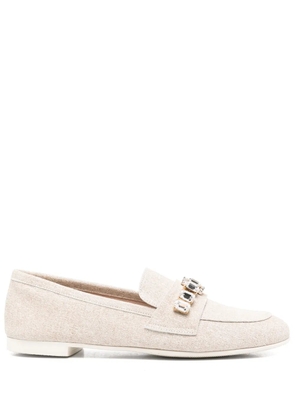 Casadei crystal-embellished loafers - Neutrals