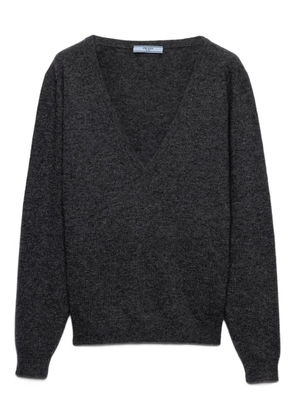 Prada raglan-sleeve V-neck sweater - Grey