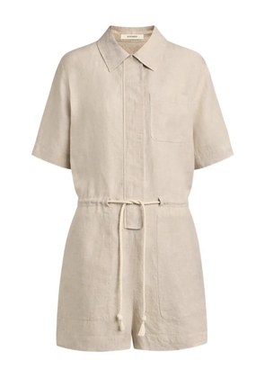 12 STOREEZ drawstring linen playsuit - Neutrals
