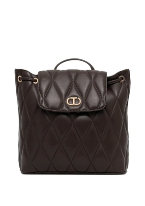 TWINSET logo-plaque backpack - Brown