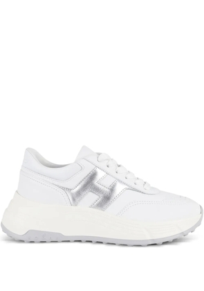 Hogan metallic-logo leather sneakers - White