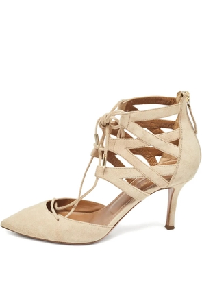 Aquazzura pre-owned 75mm lace-up cut-out pumps - Neutrals