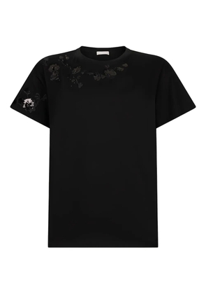 LIU JO floral sequin embroidery T-shirt - Black