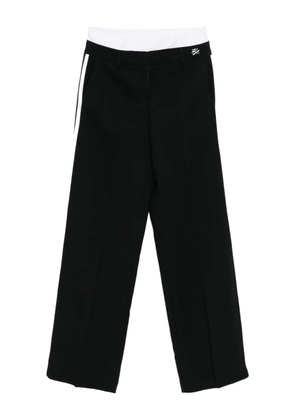 Karl Lagerfeld logo-embroidered double waistband straight trousers - Black