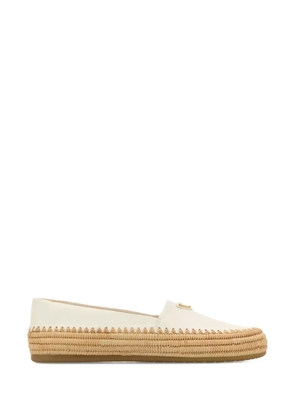 Prada leather woven espadrilles - White