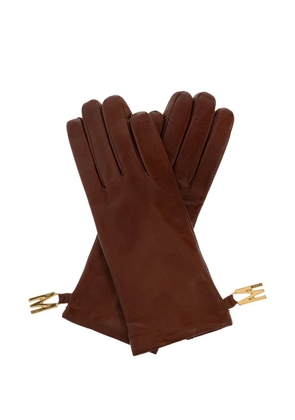 Moschino logo-detail leather gloves - Brown