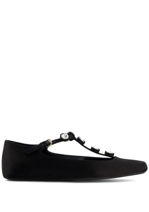 Giambattista Valli rhinestone-embellished satin ballerina shoes - Black
