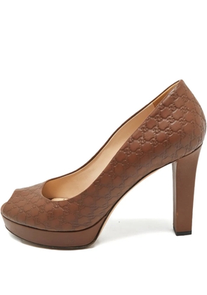 Gucci Pre-Owned Guccissima peep-toe platform pumps - Brown