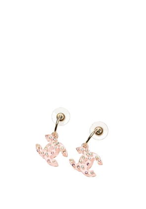 CHANEL Pre-Owned 2004 Resin Crystal CC Push Back Earrings costume earrings - Pink
