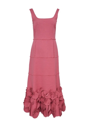Alexis rose-embellished tiered dress - Pink