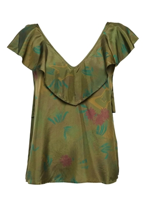 Zadig&Voltaire pre-owned ruffled V-neck blouse - Green