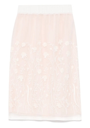 P.A.R.O.S.H. floral-embroidered midi skirt - White