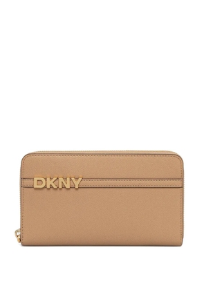 DKNY logo-lettering zip-around wallet - Brown