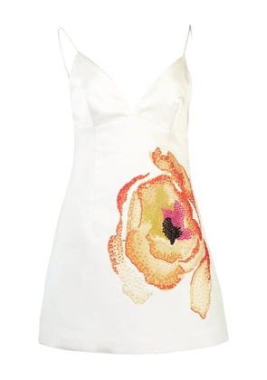 Acler Pendoylan floral-embellished satin dress - White
