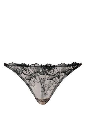 TWINSET embroidered tulle thong - Black