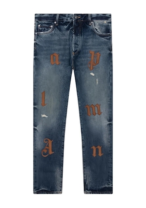 Palm Angels logo-patch jeans - Blue