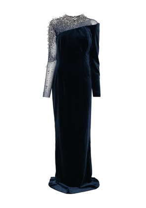 JEAN-LOUIS SABAJI crystal-embellished asymmetric gown - Blue