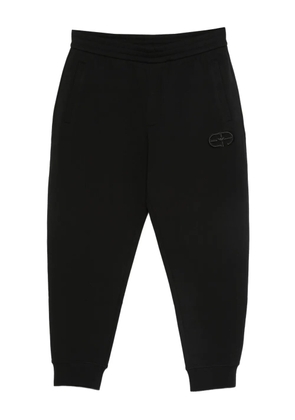 Emporio Armani logo-embroidered cuffed track pants - Black