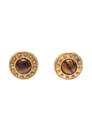 CHANEL Pre-Owned 1986-1988 Tiger Eye clip-on earrings - Gold