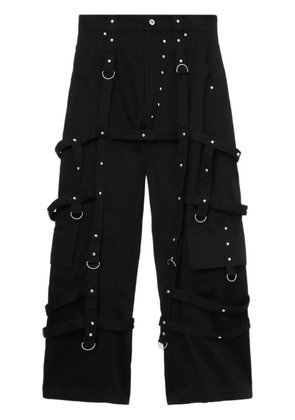 We11done strap-detail trousers - Black
