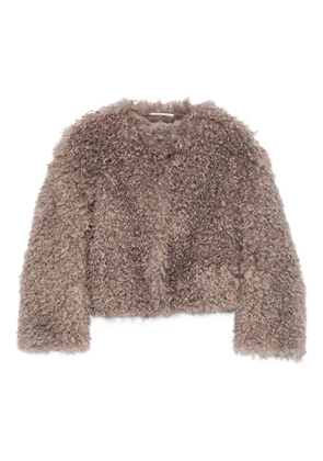 Tagliatore teddy-textured jacket - Brown