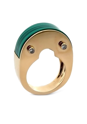 Brooks Brothers 18K yellow gold Luna Curve malachite and diamond ring