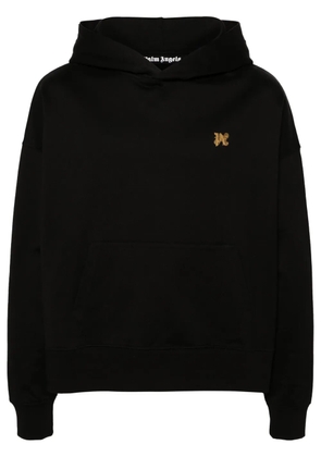 Palm Angels monogram-pin cotton hoodie - Black