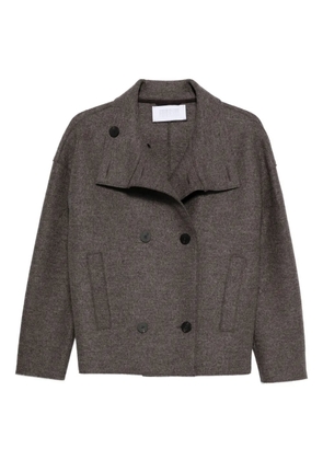 Harris Wharf London double-breasted funnel-collar jacket - Brown