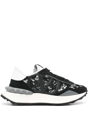 Valentino Garavani Pre-Owned lace-panelled logo-detail sneakers - Black