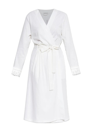 Hanro lace-trimmed wrap midi dress - White